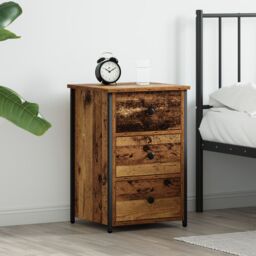 Berkfield Home Old Wood Table Old Wood MDF, Particle Board, Metal Medium in Brown - thumbnail 1