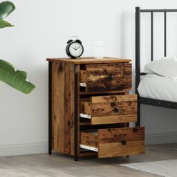 Berkfield Home Old Wood Table Old Wood MDF, Particle Board, Metal Medium in Brown - thumbnail 4