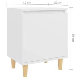 Berkfield Home Sturdy Bed Cabinet with Solid Wood Legs White 40x30x50 cm - Size: 40 x 30 x 50 cm - thumbnail 8