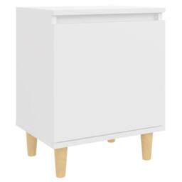 Berkfield Home Sturdy Bed Cabinet with Solid Wood Legs White 40x30x50 cm - Size: 40 x 30 x 50 cm - thumbnail 3