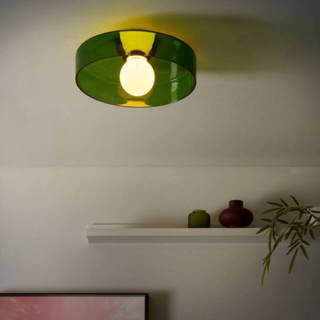 Wyld and Coco Green Glass Flush-Mount Ceiling Lamp for Low Ceilings - image 1