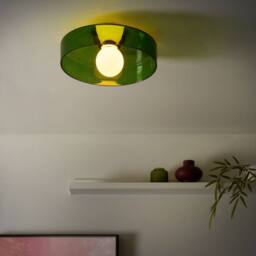 Wyld and Coco Green Glass Flush-Mount Ceiling Lamp for Low Ceilings - thumbnail 1