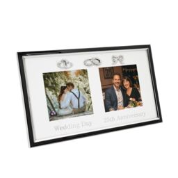 Happy Homewares 25th Anniversary & Wedding Frame with Silver & Black Icons
