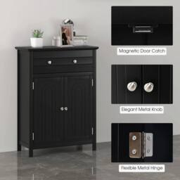 VOGREX Black Freestanding Bathroom Storage Cabinet - thumbnail 4