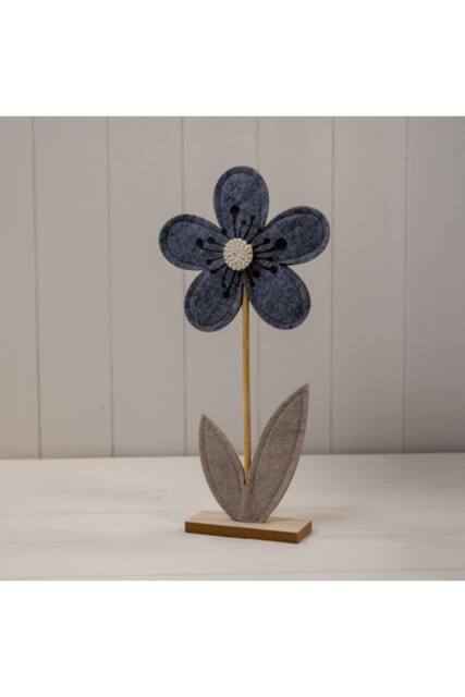 KDMD Large Grey Felt Flower on Wooden Base Decoration - image 1