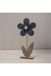 KDMD Large Grey Felt Flower on Wooden Base Decoration - thumbnail 2