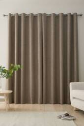 Bianca 'Chenille Stripe' Lined Eyelet Curtains in Natural - Size: 117 cm width x 183 cm drop - thumbnail 2