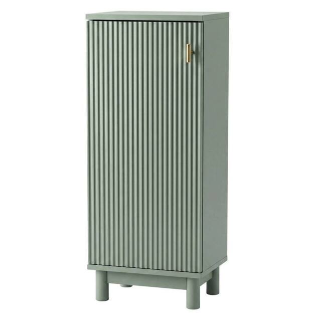 VOGREX Narrow 3-Tier Fluted Tall Bathroom Storage Cabinet in Green
