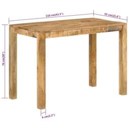 Berkfield Home Dining Table 110x55x76 cm Solid Wood Mango in Brown - Size: 110 x 55 x 76 cm - thumbnail 8