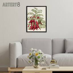 "Artery8 New Zealand Kaka Beak Plant Flowers Featon Framed Canvas Wall Art in Beige - Size: W12"" x H16""" - thumbnail 3