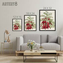 "Artery8 New Zealand Kaka Beak Plant Flowers Featon Framed Canvas Wall Art in Beige - Size: W12"" x H16""" - thumbnail 4