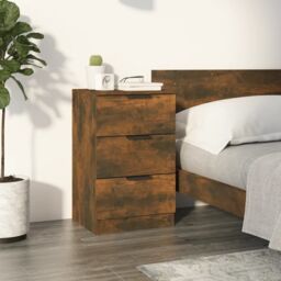 Berkfield Home Bedside Cabinet Smoked Oak 40x36x65 cm in Brown - Size: 40 x 36 x 65 cm - thumbnail 1