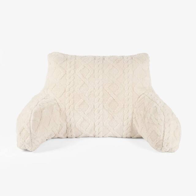 VOGREX Cable Knit Adult Reading Cuddle Pillow in Cream - image 1