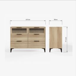 GFW Ezra 3+3 Drawer Chest of Drawers Oak in Light Oak - thumbnail 8