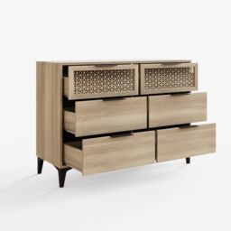 GFW Ezra 3+3 Drawer Chest of Drawers Oak in Light Oak - thumbnail 4