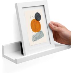 SONGMICS Long Floating Wall Shelves Ledge Set of 2 Picture Books in White - thumbnail 6