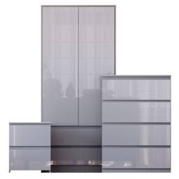 HD Designs Vida Designs Glinton 3 Piece Bedroom Set (2 Drawer Bedside Chest, 4 in Grey - thumbnail 2