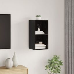 Berkfield Home Wall-Mounted TV Cabinet in Black Oak - 37 x 37 x 72 cm, Made of Engineered Wood - Size: 37 x 37 x 72 cm - thumbnail 1