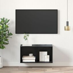 Berkfield Home Wall-Mounted TV Cabinet in Black Oak - 37 x 37 x 72 cm, Made of Engineered Wood - Size: 37 x 37 x 72 cm - thumbnail 4