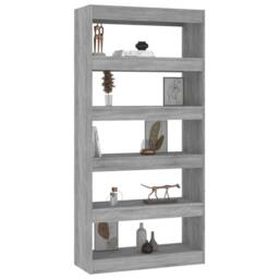 Berkfield Home Book Cabinet/Room Divider Grey Sonoma 80x30x166 cm Engineered Wood - Size: 80 x 30 x 166 cm - thumbnail 4