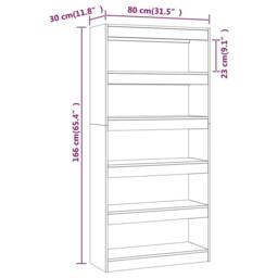 Berkfield Home Book Cabinet/Room Divider Grey Sonoma 80x30x166 cm Engineered Wood - Size: 80 x 30 x 166 cm - thumbnail 7