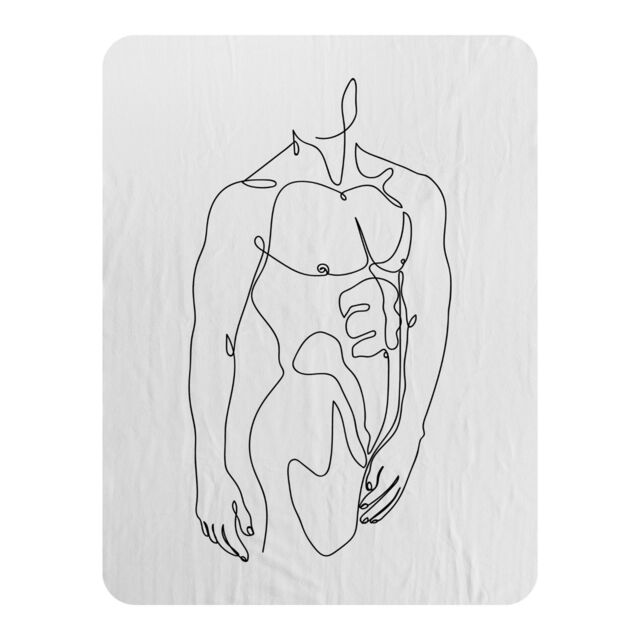 Benjamin Tate Design line art of male body Designer Blanket in Natural - Size: 120 cm x 150 cm - image 1