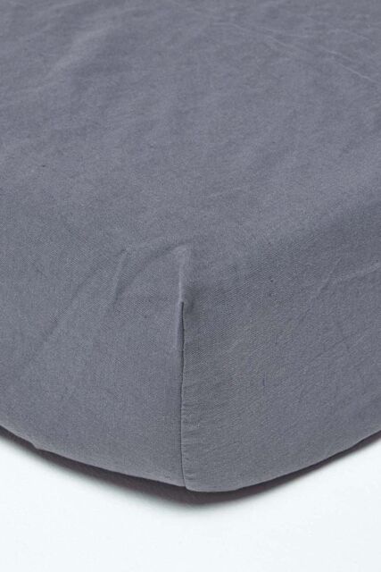 Homescapes Luxury Soft Plain Linen Deep Fitted Sheet 18 inch Deep in Dark Grey - Size: Single Fitted - image 1