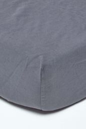 Homescapes Luxury Soft Plain Linen Deep Fitted Sheet 18 inch Deep in Dark Grey - Size: Single Fitted