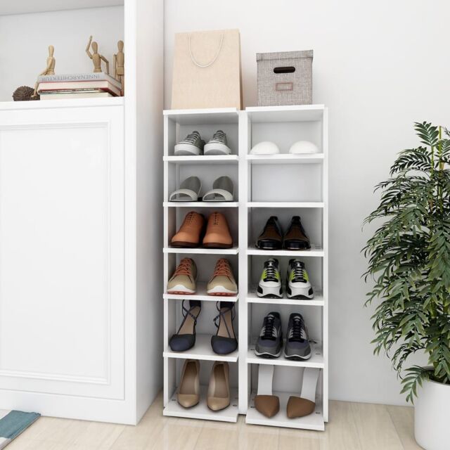 Berkfield Home Shoe Cabinets 2 pcs White 27.5x27x102 cm Engineered Wood - image 1