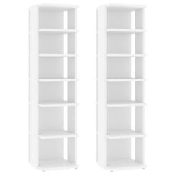 Berkfield Home Shoe Cabinets 2 pcs White 27.5x27x102 cm Engineered Wood - thumbnail 2