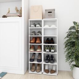 Berkfield Home Shoe Cabinets 2 pcs White 27.5x27x102 cm Engineered Wood - thumbnail 1
