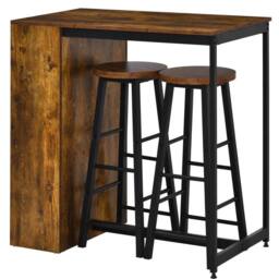KORVIXA 3 Pieces Bar Table Set Pub Dining Table Set in Brown - Size: 0.6m2 - thumbnail 1