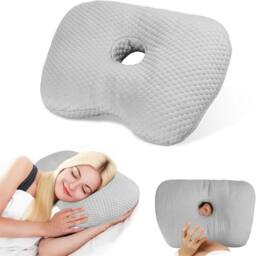 Nordara Side Sleeping Pillow with Ear Hole for Ear Pain & Piercing Relief in Grey
