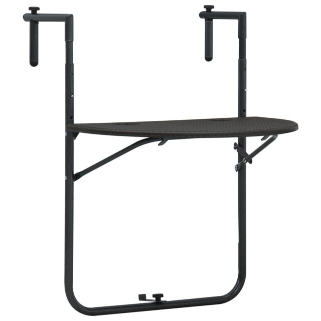 Berkfield Home Hanging Balcony Table Brown 60x64x83.5 cm Plastic Rattan Look - image 1