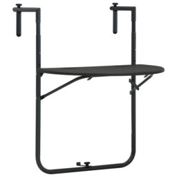 Berkfield Home Hanging Balcony Table Brown 60x64x83.5 cm Plastic Rattan Look - thumbnail 1