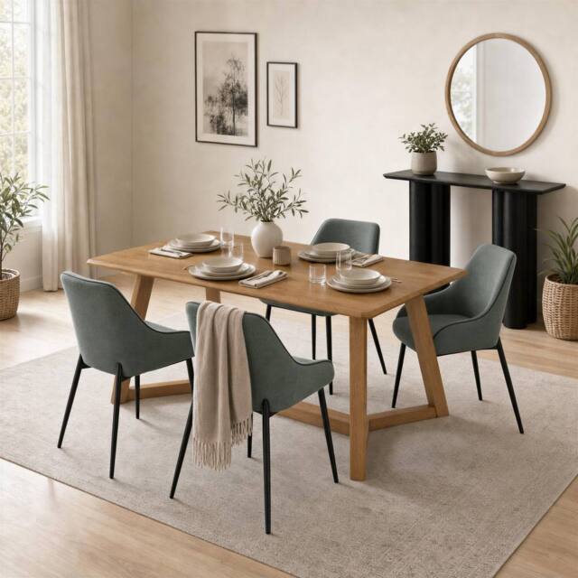 FurnitureboxUK Lulworth Whitewashed Wood Dining Table 4 Beaumont Chairs in Brown - image 1