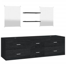Berkfield Home 5 Piece Bathroom Furniture Set Black Engineered Wood - thumbnail 2