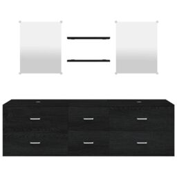 Berkfield Home 5 Piece Bathroom Furniture Set Black Engineered Wood - thumbnail 4