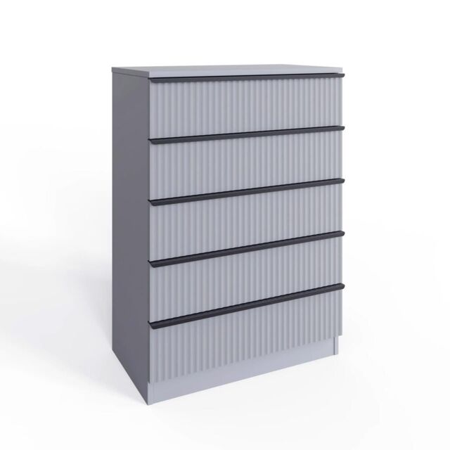 FWStyle 5 Drawer Chest Of Drawers Dark Matt Grey - image 1