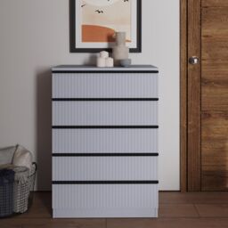 FWStyle 5 Drawer Chest Of Drawers Dark Matt Grey - thumbnail 3