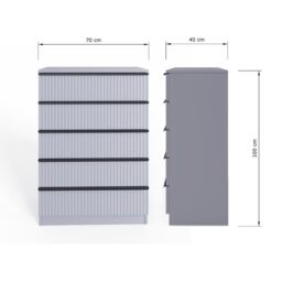 FWStyle 5 Drawer Chest Of Drawers Dark Matt Grey - thumbnail 5