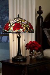 Netlighting Larissa 2 Light Tiffany Table Lamp Vintage Bronze E27 in Brown - thumbnail 2