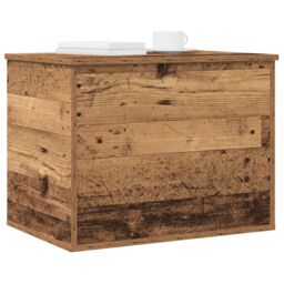 Berkfield Home Storage Box with Lid Old Wood 60x42x46 cm Engineered Wood in Brown - Size: 60 x 42 x 46 cm - thumbnail 3