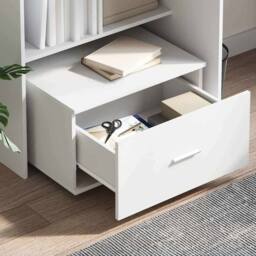 Berkfield Home White Drawer Cabinet with Wheels White 55x45x33.5 cm Engineered Wood - thumbnail 4
