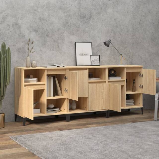 Berkfield Home Sideboards 3 pcs Sonoma Oak 60x35x70 cm Engineered Wood in Light Brown - Size: 60 x 35 x 70 cm - image 1