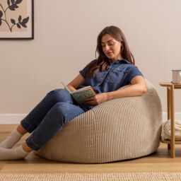 icon Kingston XL Jumbo Cord Classic Dome Bean Bag in Stone - Size: Extra Large