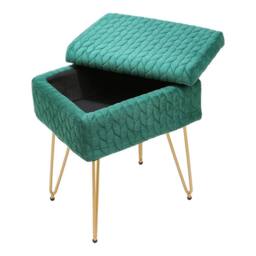 KORVIXA PrGreen Velvet Storage Ottoman Stool Gold Hairpin Legs Vanity Stool in Green - Size: 100 cm x 100 cm - thumbnail 1