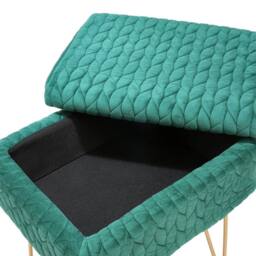 KORVIXA PrGreen Velvet Storage Ottoman Stool Gold Hairpin Legs Vanity Stool in Green - Size: 100 cm x 100 cm - thumbnail 3