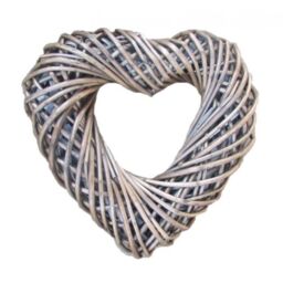 Red Hamper Wicker Heart Shaped Wreath in Grey - thumbnail 1