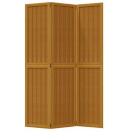 Berkfield Home Room Divider 3 Panels Brown Solid Wood Paulownia - thumbnail 4
